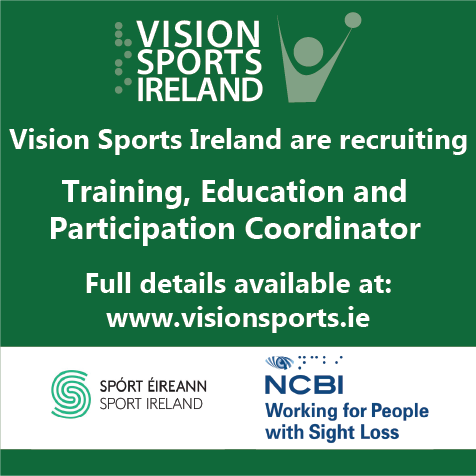 Vision Sports Ireland Training, Education and Participation Coordinator Poster.