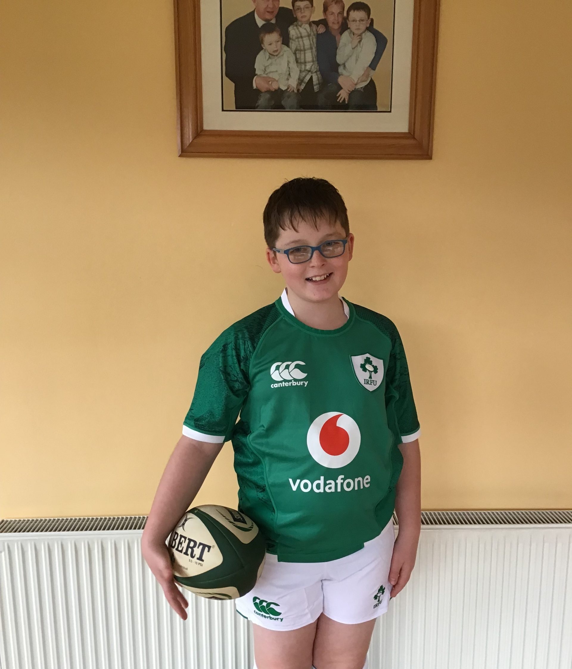 Lee Percy wearing his Ireland Rugby Kit