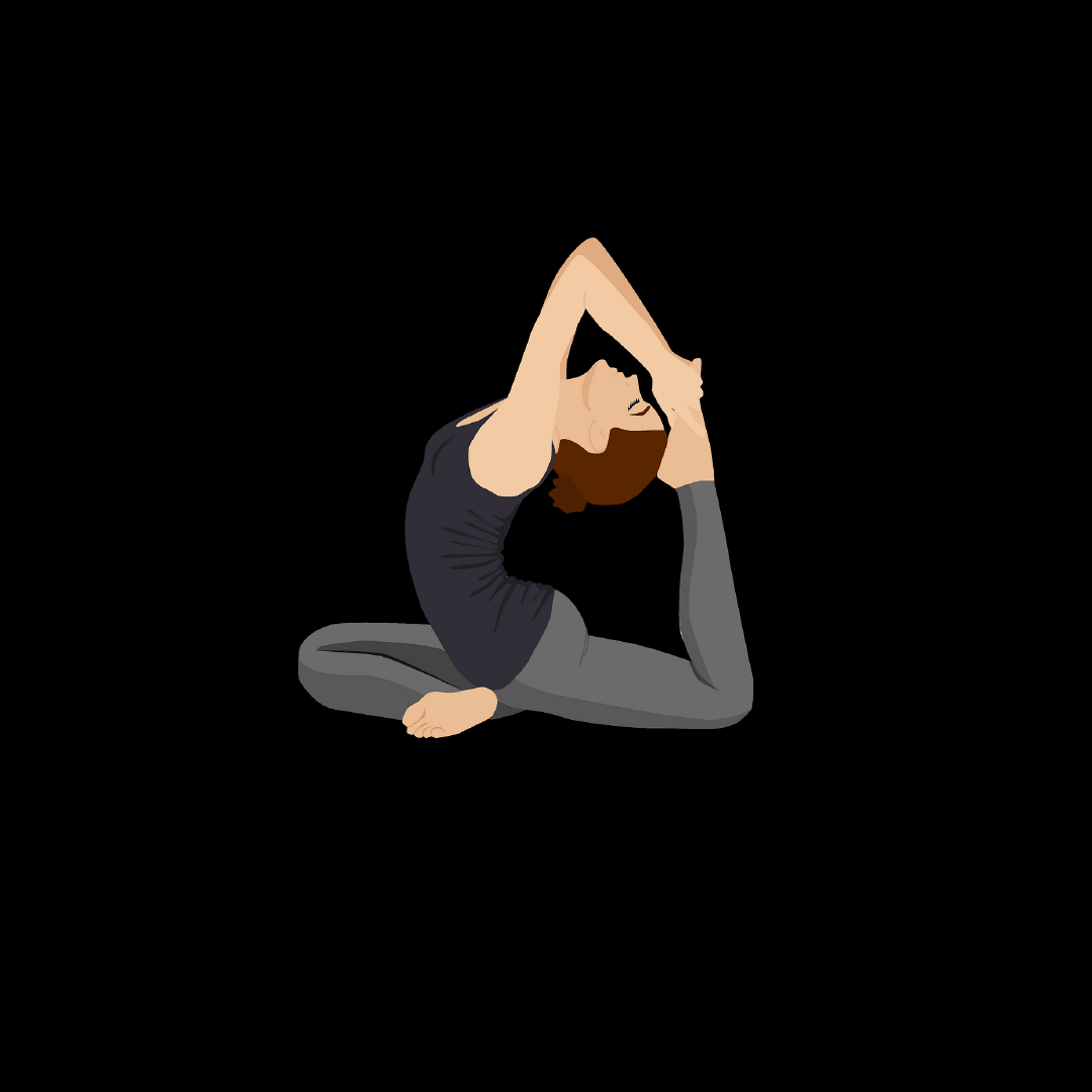 Cartoon image of female in a yoga stance