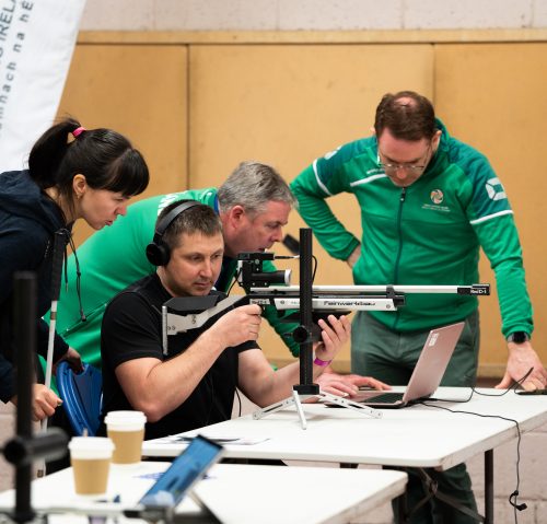 a participant takes part in a target shooting session